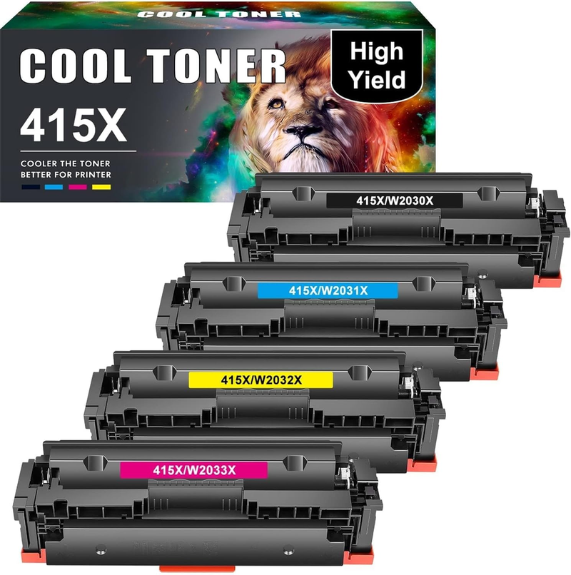 Cool Toner Kompatible 415X Tonerkartusche Ersatz für HP 415A W2030A W2030X 415 Color Laserjet Pro MFP M479fdw M479fdn M479fnw M479dw M479 M454dn M454dw Toner (Schwarz, Cyan, Gelb, Magenta, 4er-Pack)