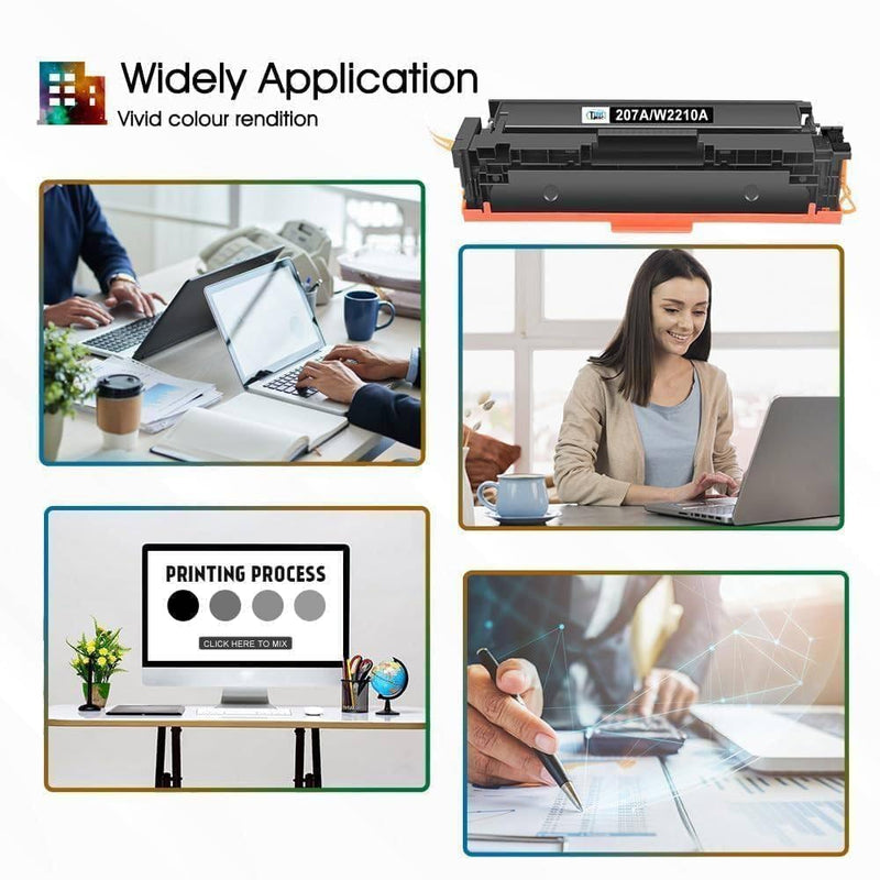 Cool Toner 207A Toner Cartridge Multipack Compatible Replacement for HP 207A 207X Color Laserjet Pro MFP M283fdw M255dw M282nw M283fdn M255nw W2210A W2211A W2212A W2213A - Black Cyan Yellow Magenta