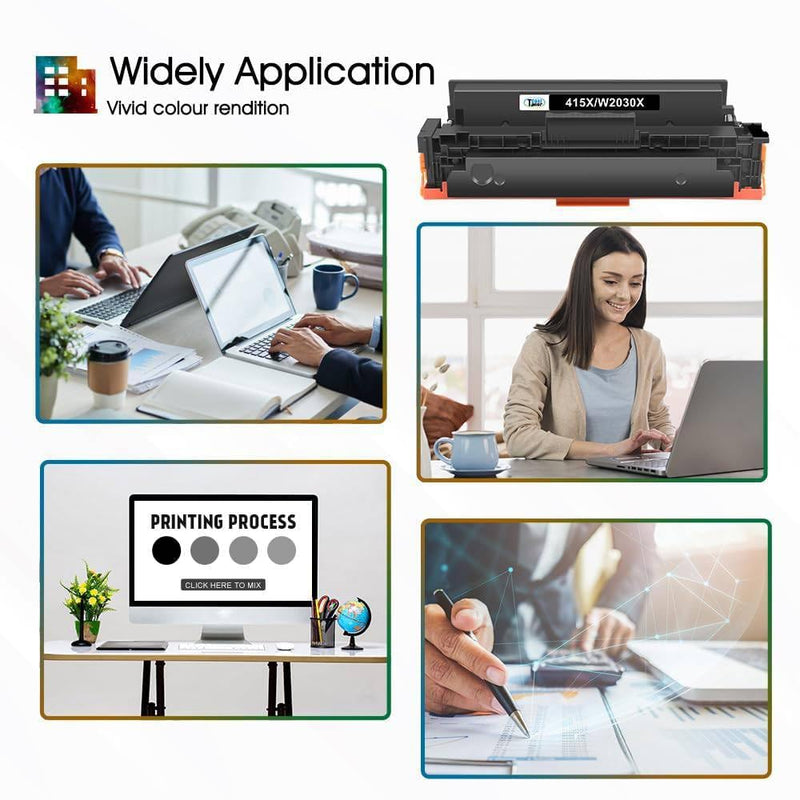 Cool Toner Compatible Toner Cartridge Replacement for HP 415X 415A 415 Color LaserJet Pro MFP M479fdw M479fdn M479fnw M479dw M479 M454dn M454dw W2030X Printer Ink (Black Cyan Yellow Magenta, 4 Pack)