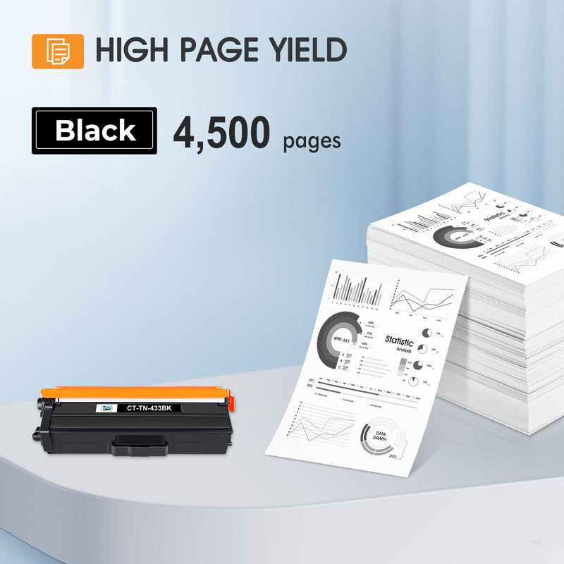 Cool Toner TN433BK TN433 Black Compatible Toner Cartridge Replacement for Brother TN433BK TN433 TN431BK TN-433 for Brother MFC-L8900Cdw HL-L8360Cdw HL-L8260Cdw HL-L8360Cdwt 8900Cdw Printer Ink 2 Pack