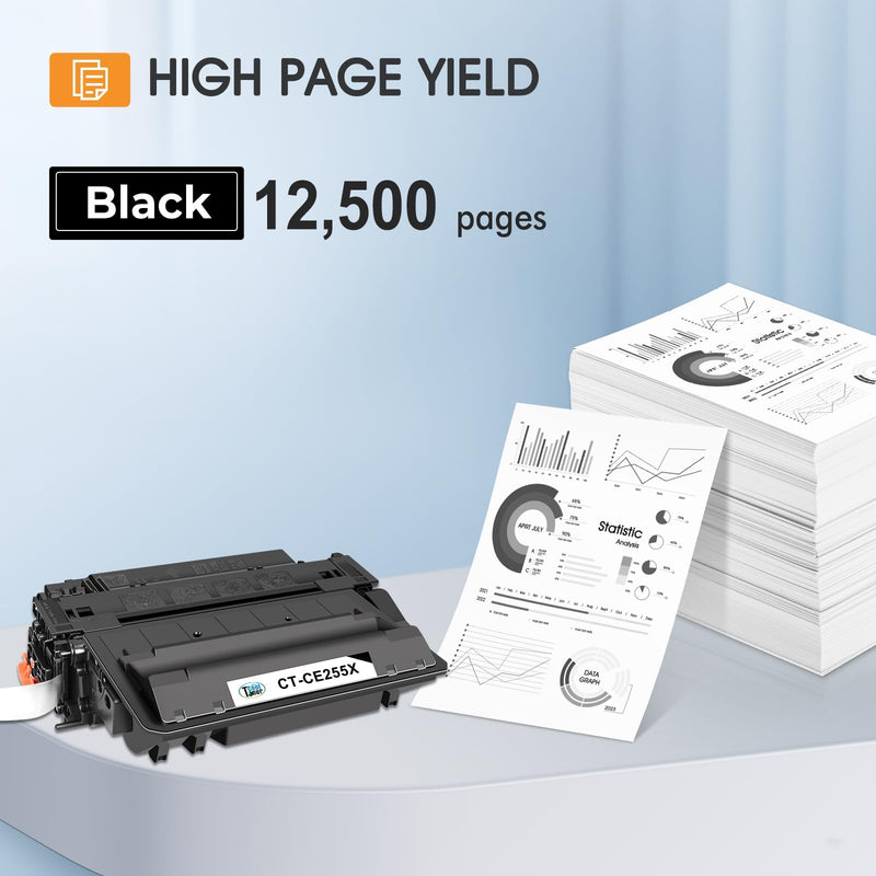 P3015 55X 55A Toner Cartridge Black 2-Pack Compatible Replacement for HP 55A 55X CE255X CE255A Black Toner for HP Laserjet P3015 P3015x P3015dn Pro 500 MFP M521dw M521dn M521 M525 Printer Ink