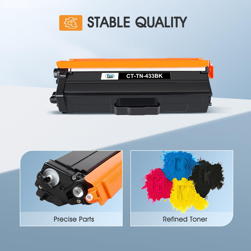 Cool Toner TN433BK TN433 Black Compatible Toner Cartridge Replacement for Brother TN433BK TN433 TN431BK TN-433 for Brother MFC-L8900Cdw HL-L8360Cdw HL-L8260Cdw HL-L8360Cdwt 8900Cdw Printer Ink 2 Pack