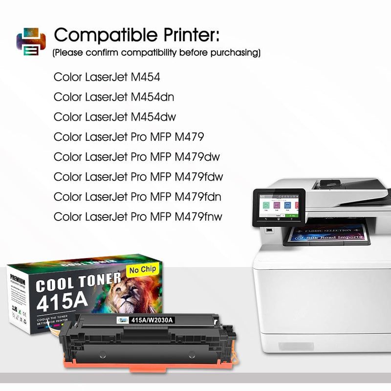 Cool Toner Kompatibel für HP 415A 415X Multipack Tonerkartusche Ersatz für Color Laserjet Pro MFP M479fdw Toner M479fnw M479fdn M454dn M454dw M479 W2030A W2031A W2032A W2033A (4er-Pack)