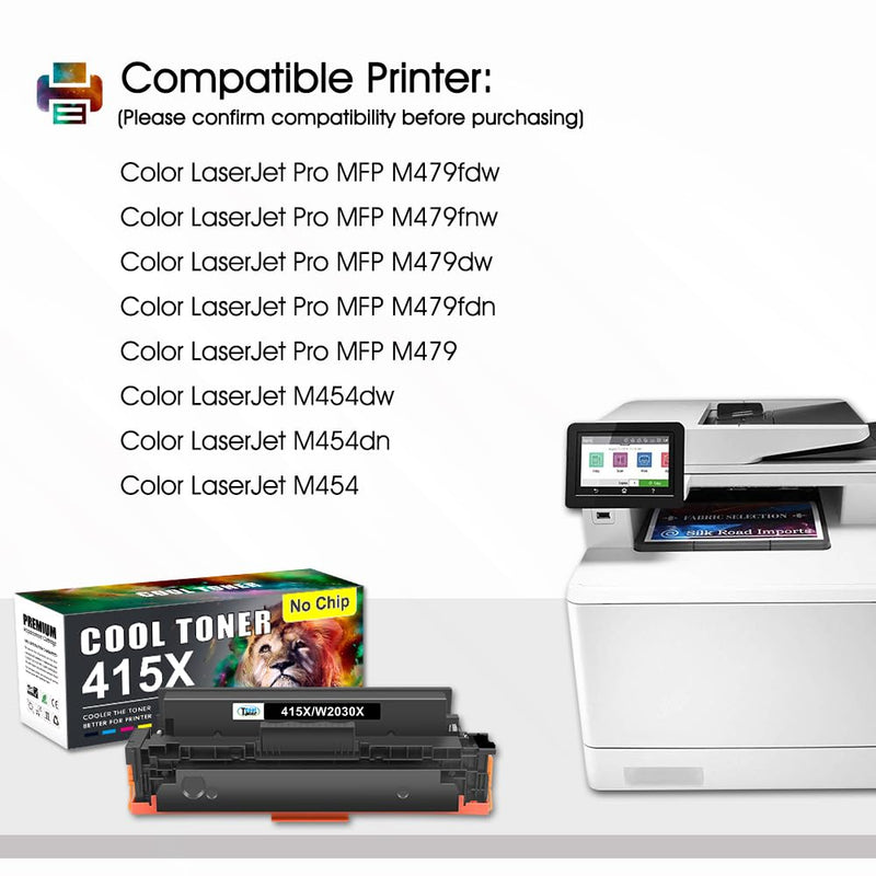Cool Toner Compatible Toner Cartridge Replacement for HP 415X 415A 415 Color LaserJet Pro MFP M479fdw M479fdn M479fnw M479dw M479 M454dn M454dw W2030X Printer Ink (Black Cyan Yellow Magenta, 4 Pack)