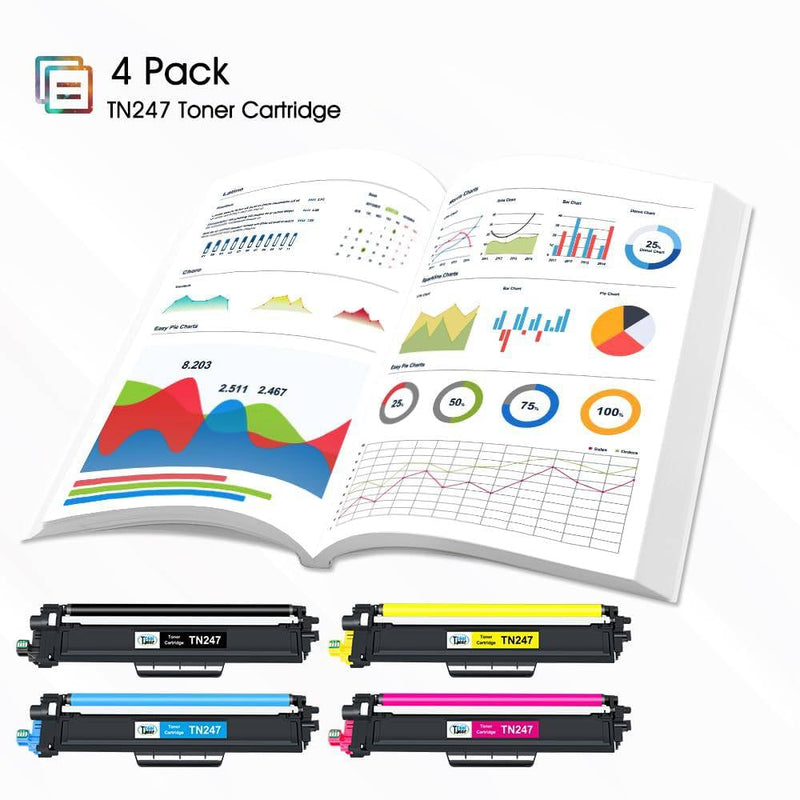 Cool Toner TN247 Toner Cartridge for Brother DCP-L3550CDW TN-243CMYK TN243CMYK TN243 TN 243 MFC-L3750CDW MFC-L3770CDW HL-L3210CW HL-L3270CDW HL-L3230CDW TN247C TN247Y TN247M Pack of 4