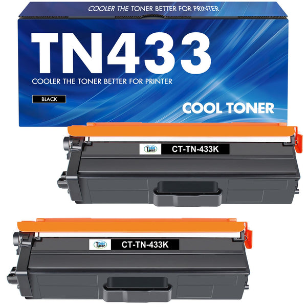 Cool Toner TN433BK TN433 Black Compatible Toner Cartridge Replacement for Brother TN433BK TN433 TN431BK TN-433 for Brother MFC-L8900Cdw HL-L8360Cdw HL-L8260Cdw HL-L8360Cdwt 8900Cdw Printer Ink 2 Pack