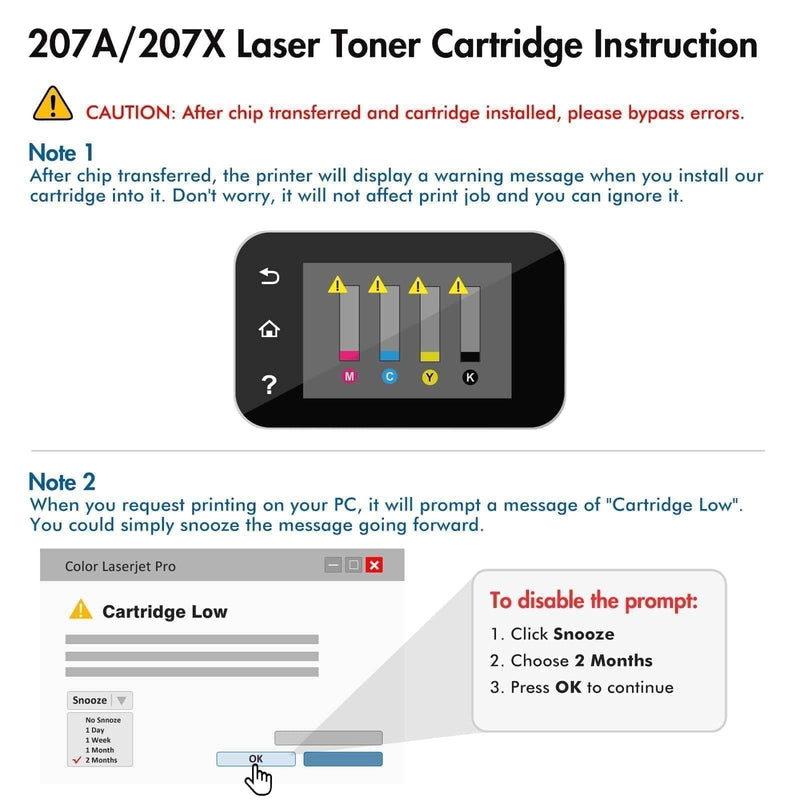 Cool Toner 207A Toner Cartridge Multipack Compatible Replacement for HP 207A 207X Color Laserjet Pro MFP M283fdw M255dw M282nw M283fdn M255nw W2210A W2211A W2212A W2213A - Black Cyan Yellow Magenta