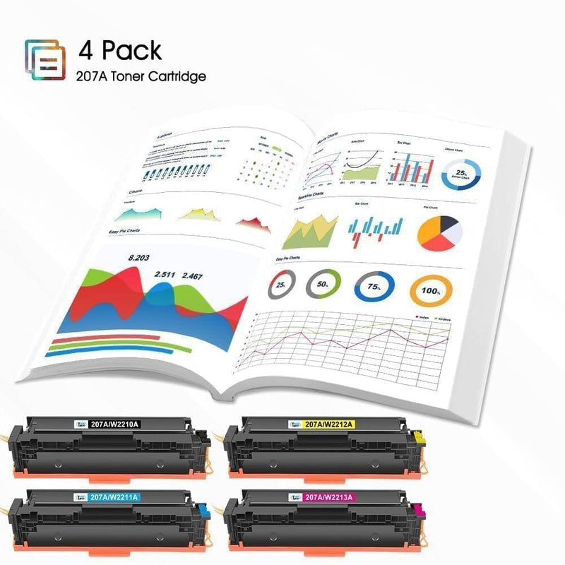 Cool Toner 207A Toner Cartridge Multipack Compatible Replacement for HP 207A 207X Color Laserjet Pro MFP M283fdw M255dw M282nw M283fdn M255nw W2210A W2211A W2212A W2213A - Black Cyan Yellow Magenta