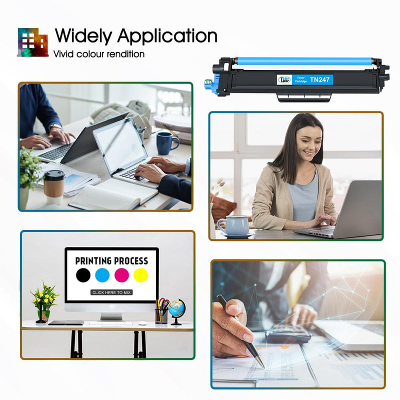 Cool Toner TN247 TN-243CMYK Toner Value Pack Compatible for Brother TN243 DCP-L3550CDW DCP-L3510CDW HL-L3210CW HL-L3230CDW MFC-L3750CDW MFC-L3710CW Ink Cartridges (Black,Cyan,Yellow,Magenta, 5-Pack)