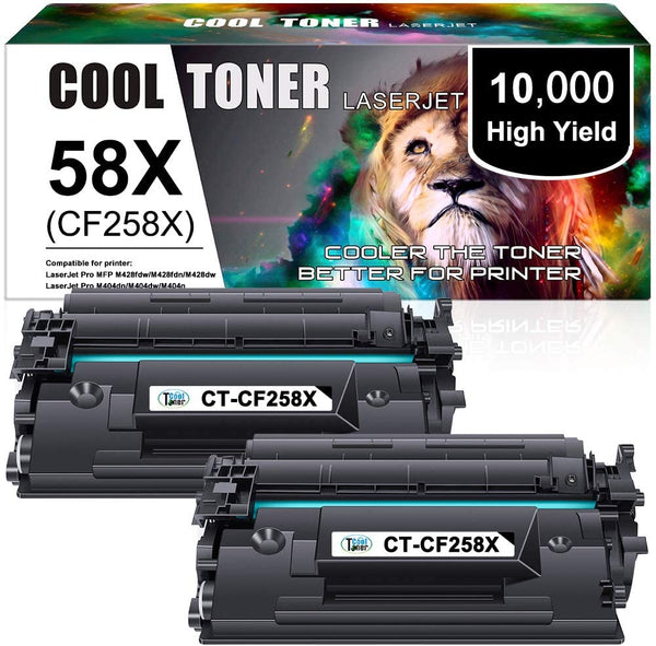 Compatible Toner Cartridge Replacement for 58X CF258X 258 58 X (Black, 2PK)