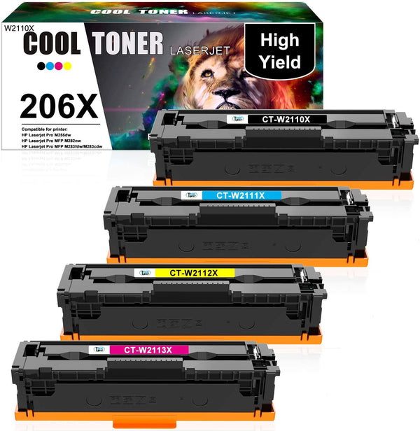 Compatible Toner Cartridge Replacement for HP 206X W2110X 2110 206 X(KCMY, 4PK)