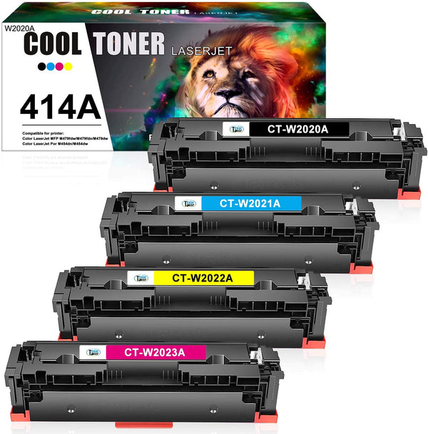 Compatible Toner Cartridge Replacement for HP 414A W2020A (KCMY, 4PK)