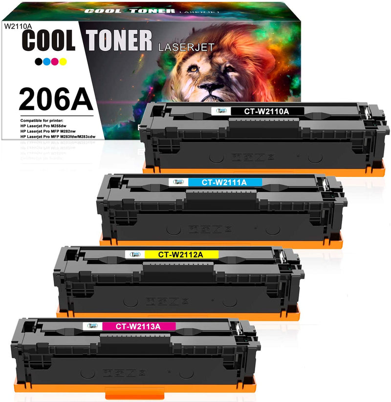 Compatible Toner Cartridge Replacement for 206A W2110A 2110 206 A (KCMY, 4PK)