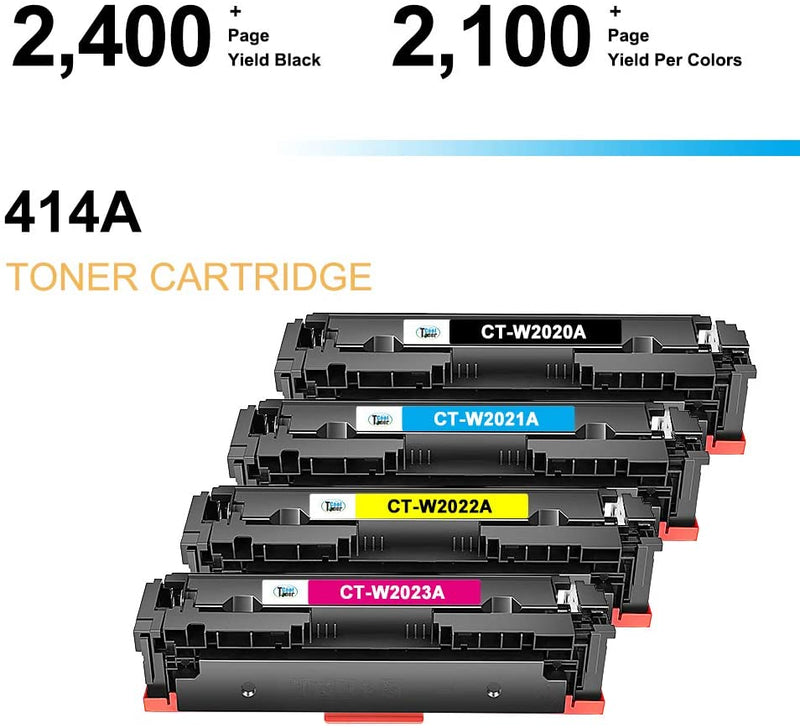 Compatible Toner Cartridge Replacement for HP 414A W2020A (KCMY, 4PK)