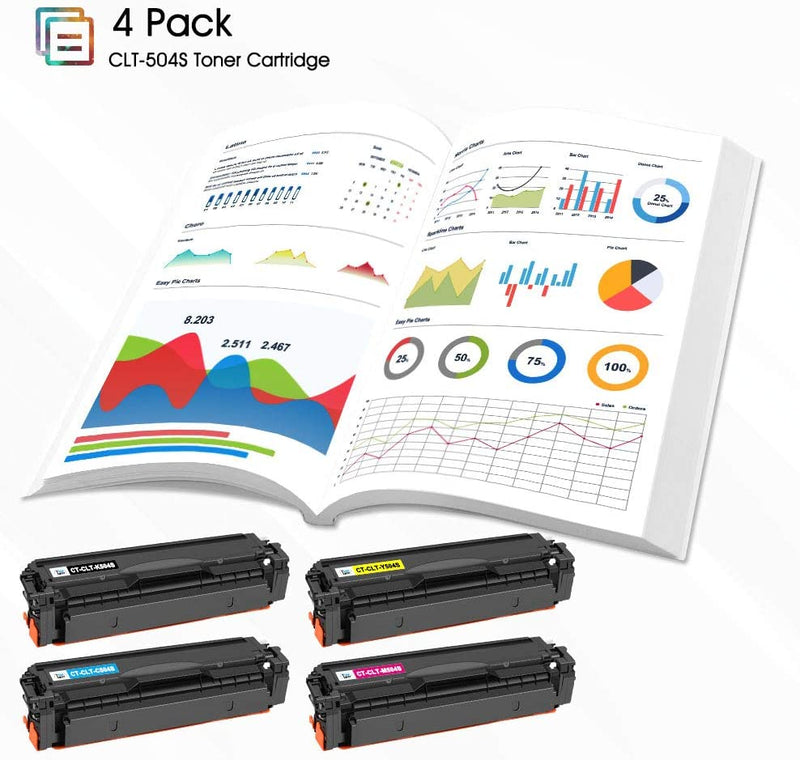 Compatible Toner Cartridge Replacement for Samsung CLT-K504S CLT-504S CLT 504S (Black, Cyan, Yellow, Magenta, 4 PK)