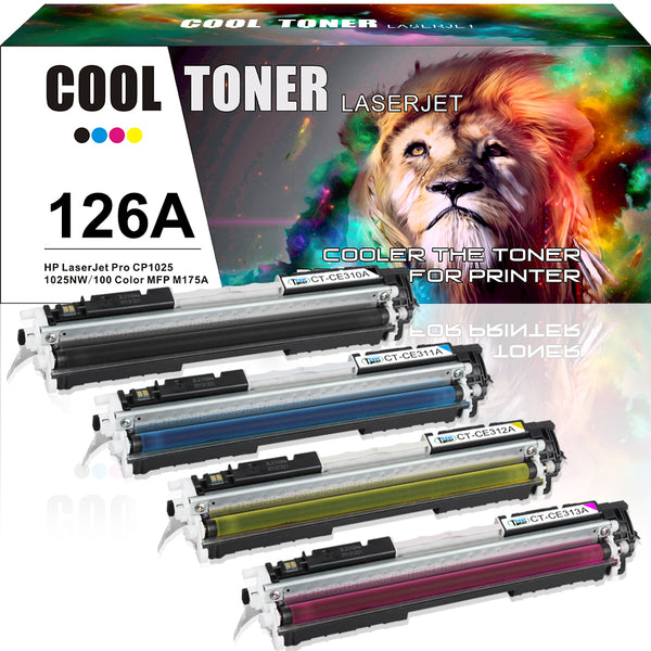 Compatible Toner Cartridge Replacement for HP 126A CE310A (Black, Cyan, Yellow, Magenta, 4PK)