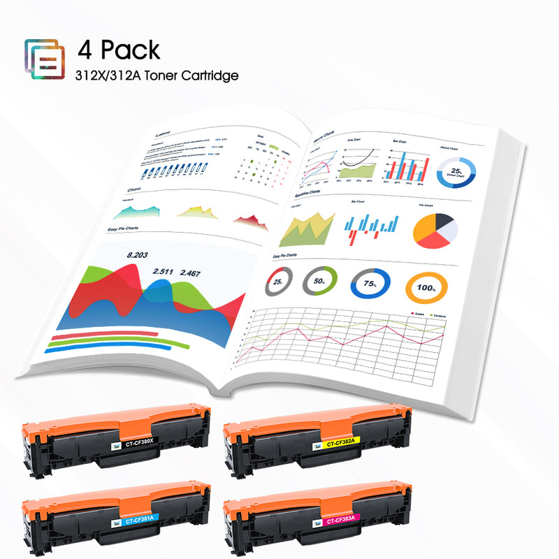 Cool Toner Compatible Toner Cartridge Replacement for HP 312X CF380X 380X (KCMY, 4PK)