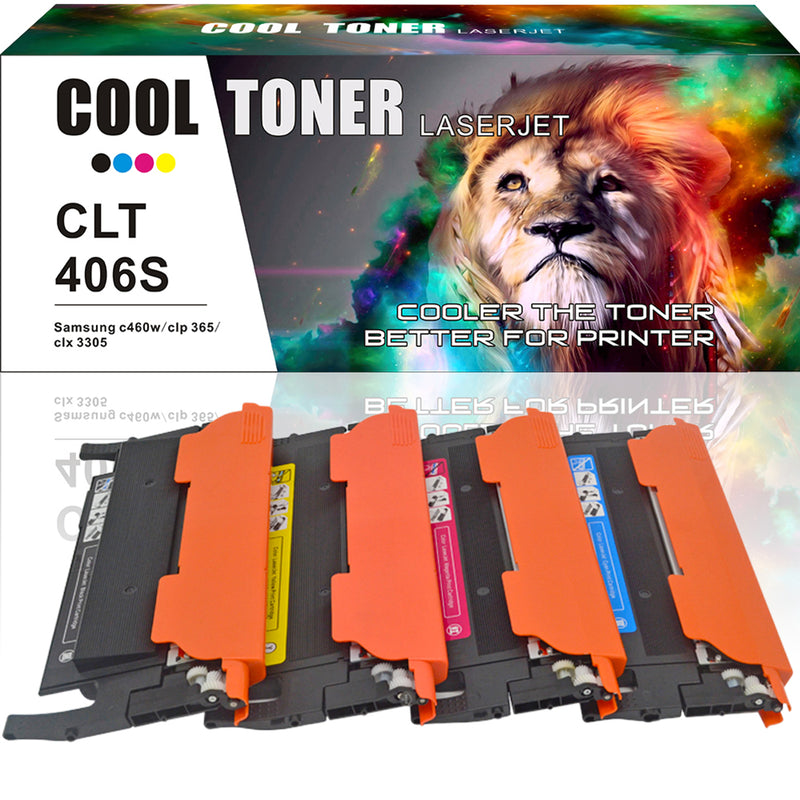 Compatible Toner Cartridge Replacement for Samsung CLT-K406S CLT-C406S CLT-Y406S CLT-M406S 406S (Black, Cyan, Yellow, Magenta, 4PK)